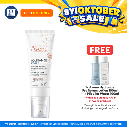 Avene Tolerance Hydra-10 Fluid 40mL | Fragrance Free/Moisturizer
