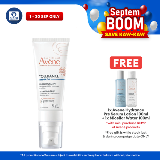 Avene Tolerance Hydra-10 Fluid 40mL | Fragrance Free/Moisturizer Avene