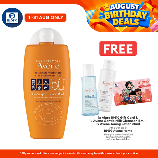 Avene Very High Protection Sport Fluid SPF 50+ 100ml | Ideal for Normal Sensitive Skin Avene