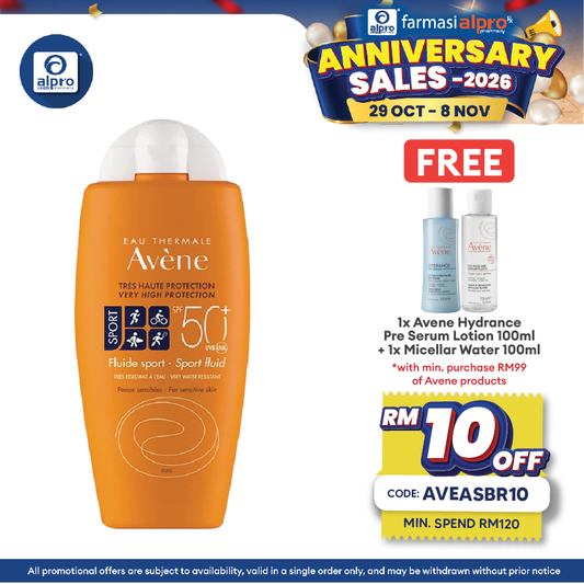Avene Very High Protection Sport Fluid SPF 50+ 100ml | Ideal for Normal Sensitive Skin
