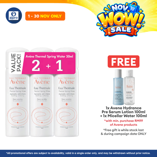 Avene Thermal Spring Water 50ml Trio Pack  Buy 2 Free 1 |  Excellent Source Of Hydration
