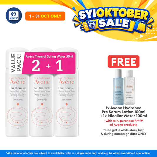 Avene Thermal Spring Water 50ml Trio Pack  Buy 2 Free 1 |  Excellent Source Of Hydration