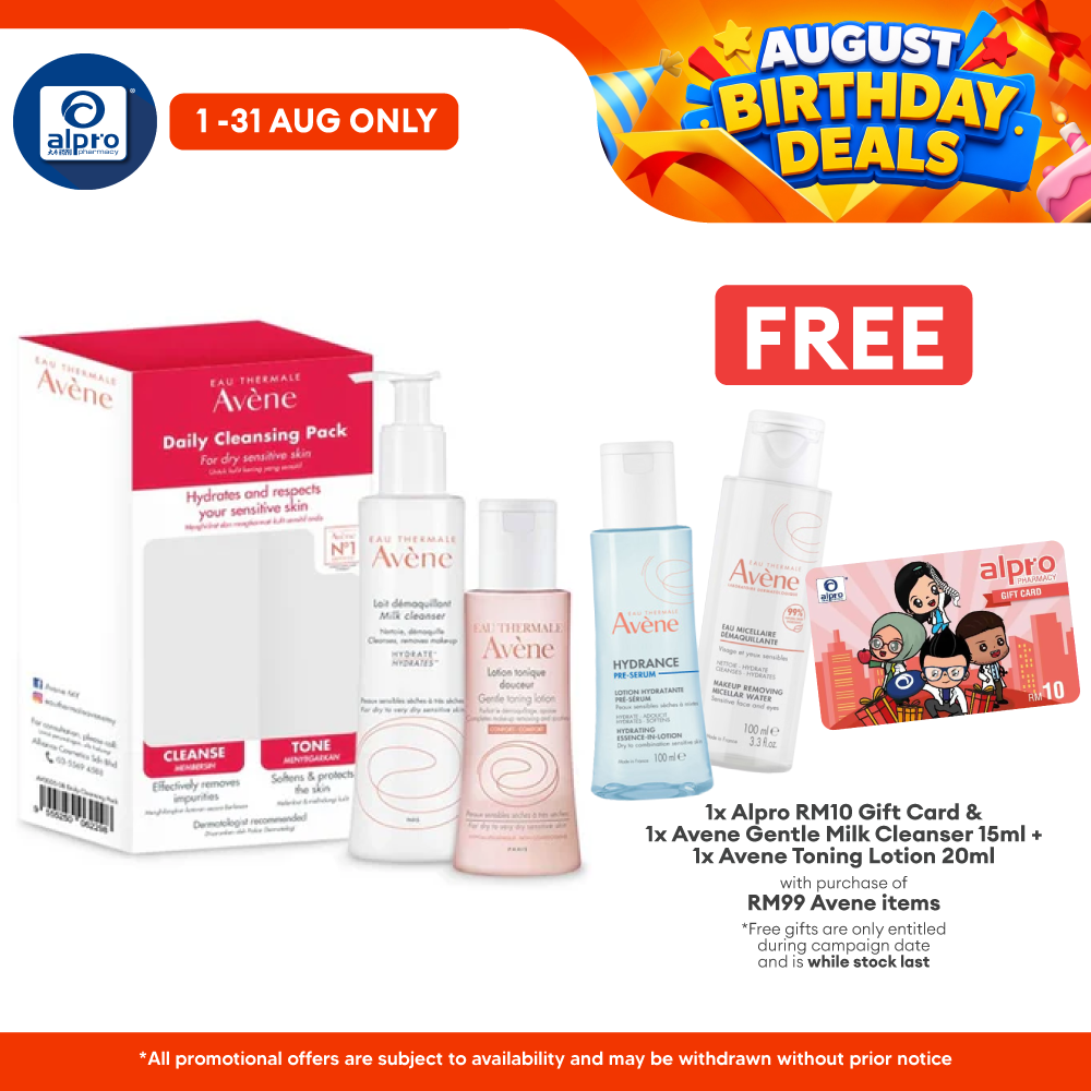 Avene Daily Cleansing Care Pack Cleanse 200 ml and Toner 100ml | Hydrates Sensitive Skin Avene