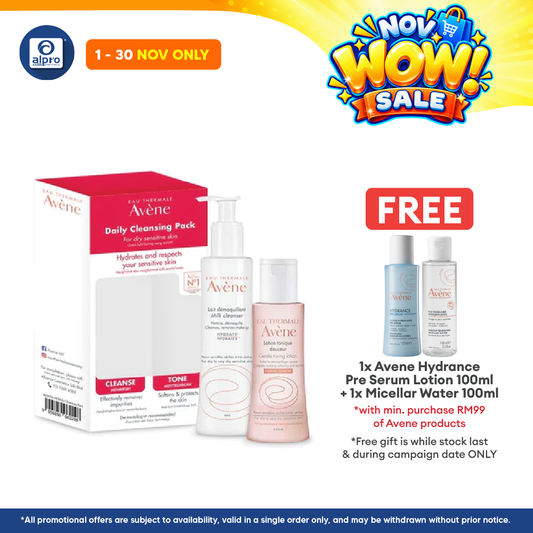 Avene Daily Cleansing Care Pack Cleanse 200 ml and Toner 100ml | Hydrates Sensitive Skin