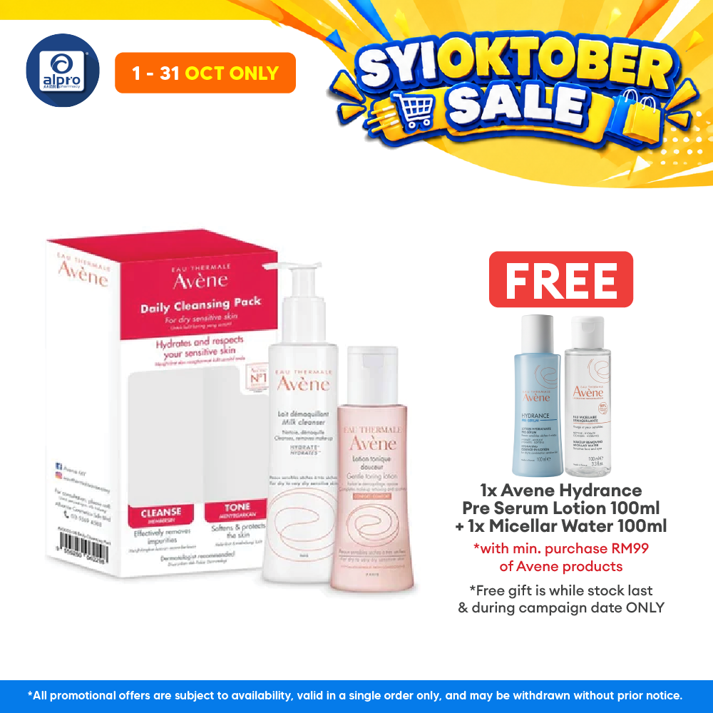 Avene Daily Cleansing Care Pack Cleanse 200 ml and Toner 100ml | Hydrates Sensitive Skin