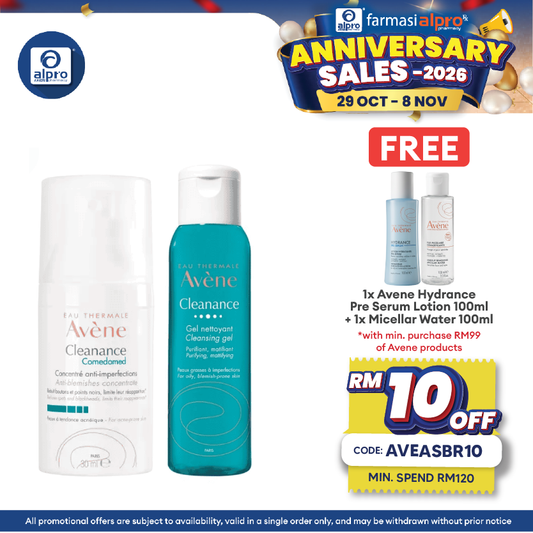 Avene Acne Fighting Set Bundle (Comedomed 30ml + Cleansing Gel Cleanser 100ml)