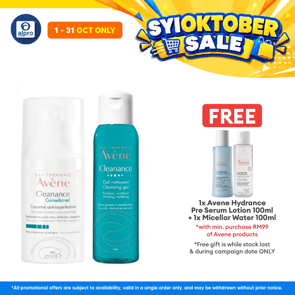 Avene Acne Fighting Set Bundle (Comedomed 30ml + Cleansing Gel Cleanser 100ml)