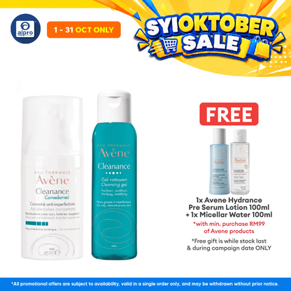 Avene Acne Fighting Set Bundle (Comedomed 30ml + Cleansing Gel Cleanser 100ml)
