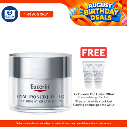Eucerin Hyaluron Filler Day Bright Cream SPF30 50ml  (New) | Reduces Deep Wrinkle and Lines Eucerin