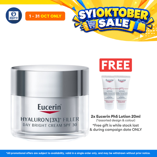 Eucerin Hyaluron Filler Day Bright Cream SPF30 50ml  (New) | Reduces Deep Wrinkle and Lines