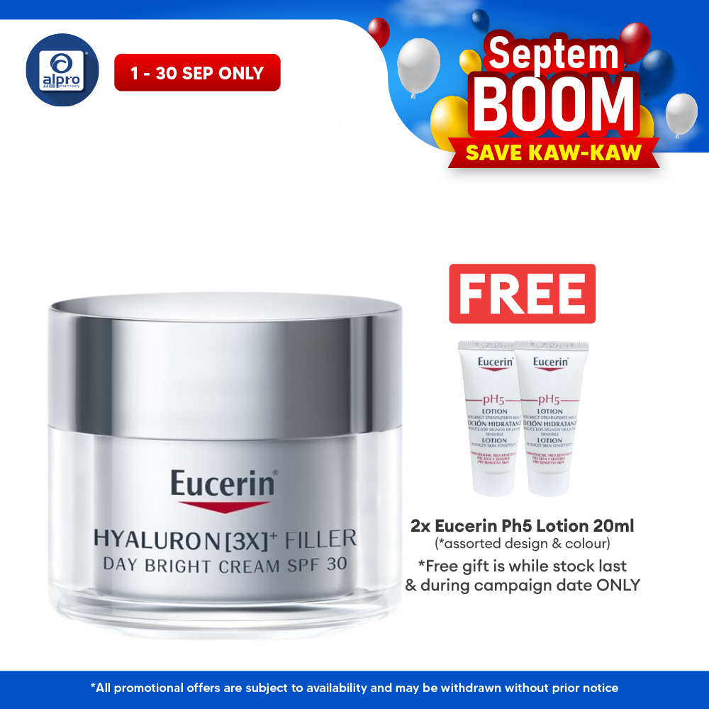Eucerin Hyaluron Filler Day Bright Cream SPF30 50ml  (New) | Reduces Deep Wrinkle and Lines Eucerin