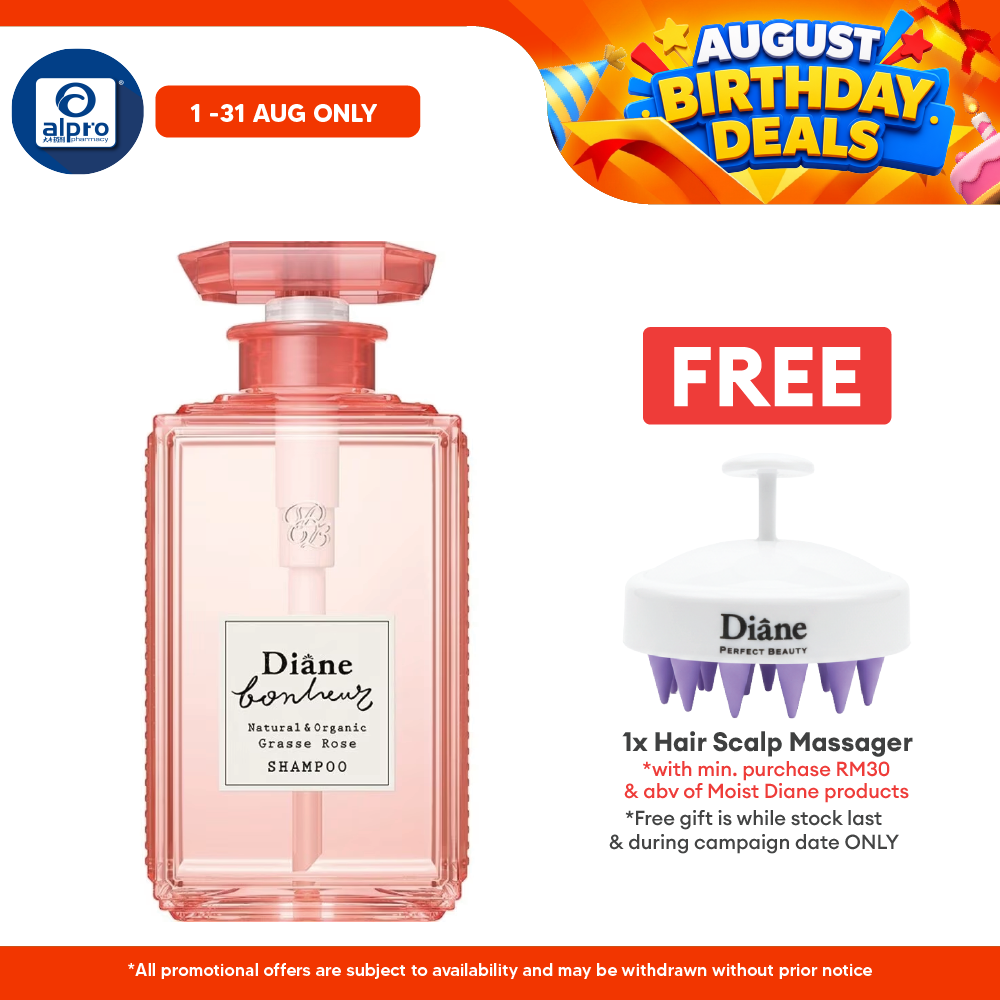 Moist Diane Bonheur (Grasse Rose Shampoo/Blue Jasmine Shampoo) 500ml |  Soft & Glossy Hair Becomes Reality Moist Diane