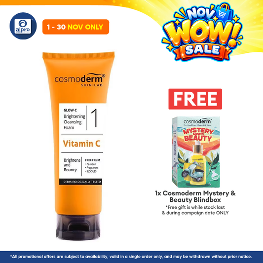 Cosmoderm glow-c brightening cleansing foam 100ml