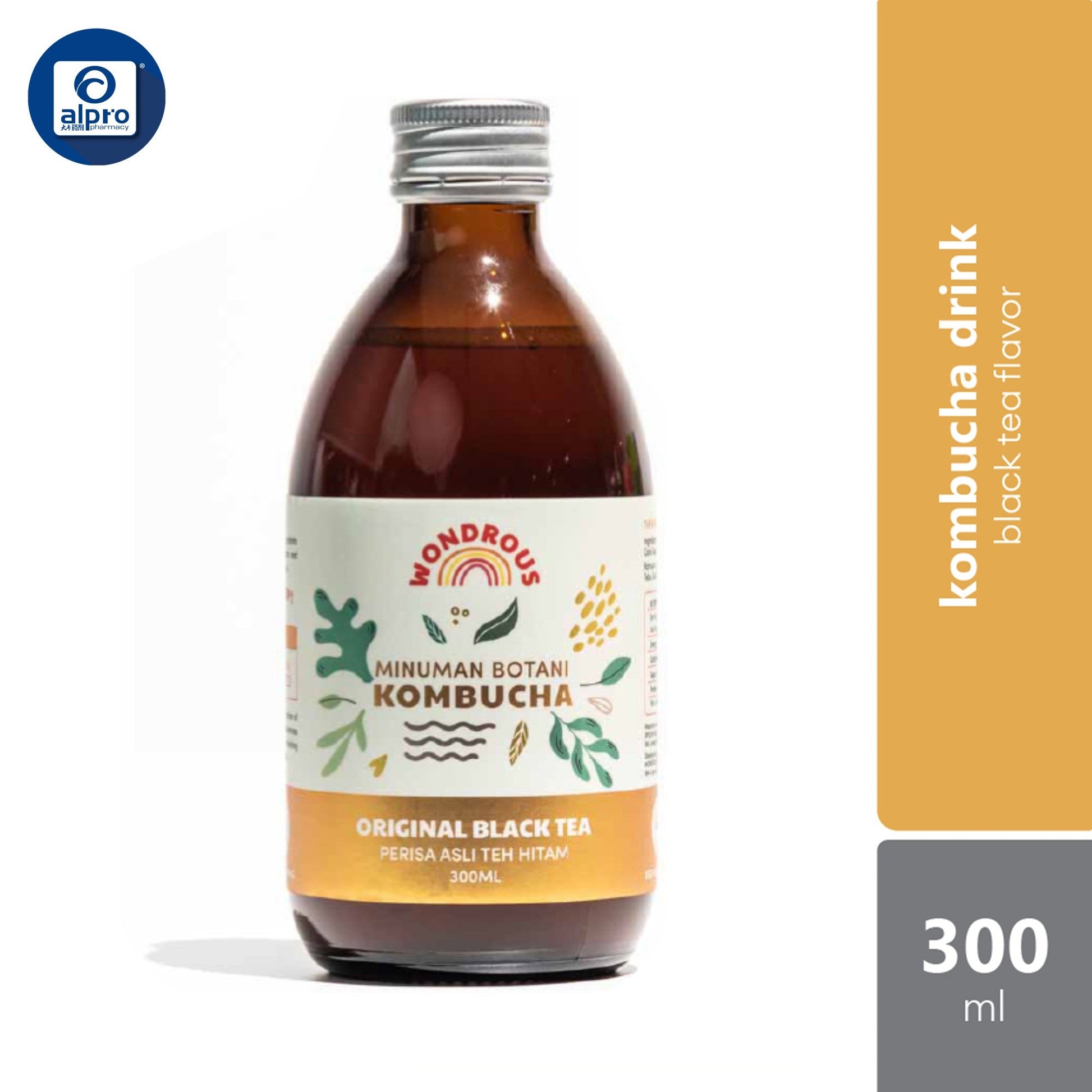Wondrous The Original Black Tea  Kombucha 300ml Wondrous