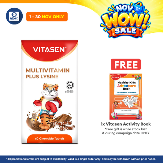 Vitasen Daily Multivitamin Plus Lysine (Chocolate / Orange) 60s | Improve Appetite