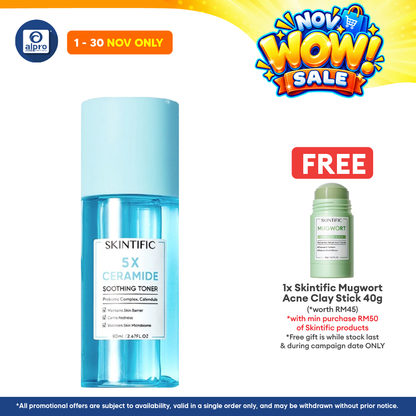 Skintific 5x Ceramide Soothing Toner 80ml | Skin Barrier Repair with Calendula for All Skin Types