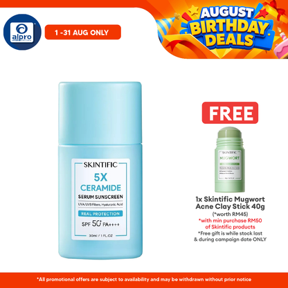 Skintific 5x Ceramide Serum Sunscreen Sunblock SPF50 PA++++ 30ml | Repair and Restore Skin Barrier Skintific