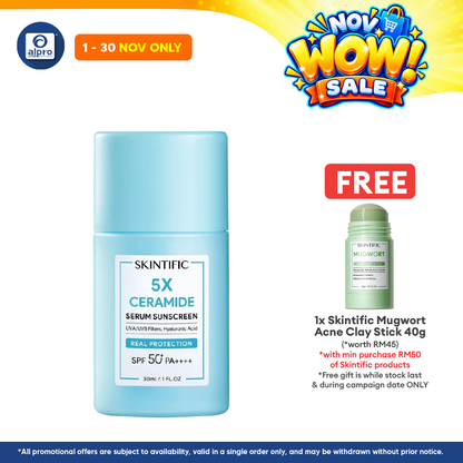 Skintific 5x Ceramide Serum Sunscreen Sunblock SPF50 PA++++ 30ml | Repair and Restore Skin Barrier