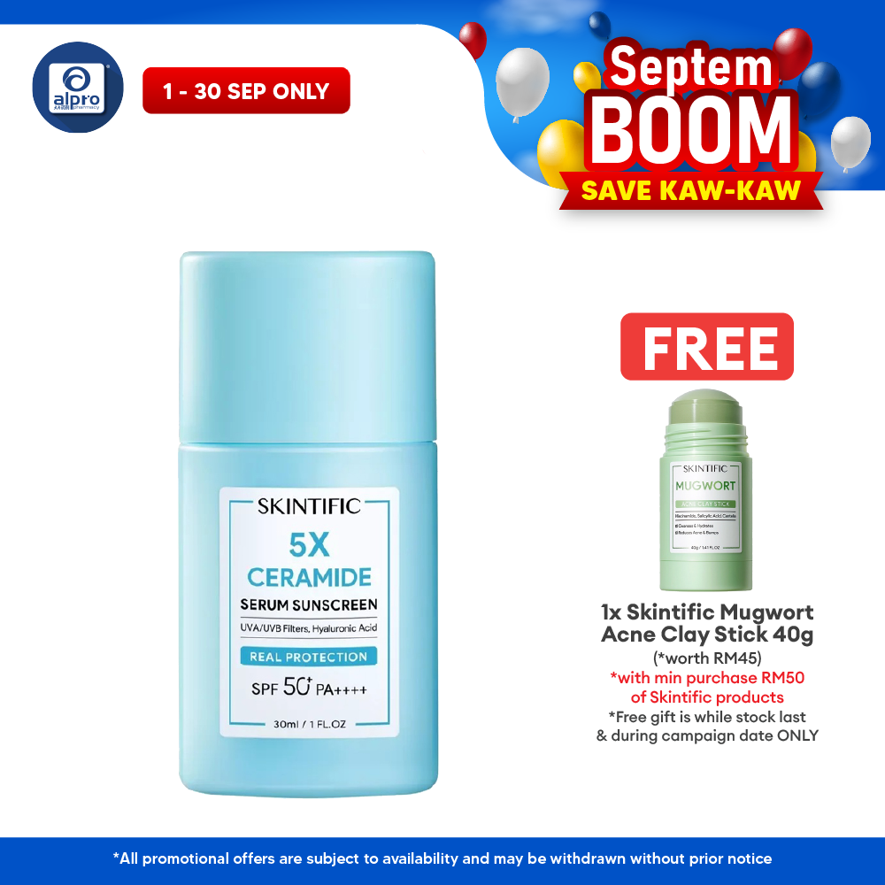 Skintific 5x Ceramide Serum Sunscreen Sunblock SPF50 PA++++ 30ml | Repair and Restore Skin Barrier Skintific