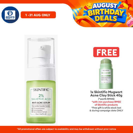 Skintific 2% Salicylic Acid Anti Acne Serum Spot Scars Treatment 20ml | Moisturize and Hydrating Skintific