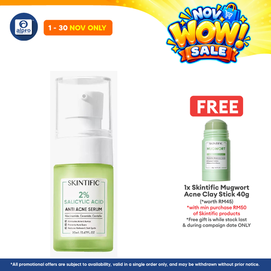 Skintific 2% Salicylic Acid Anti Acne Serum Spot Scars Treatment 20ml | Moisturize and Hydrating