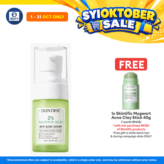 Skintific 2% Salicylic Acid Anti Acne Serum Spot Scars Treatment 20ml | Moisturize and Hydrating
