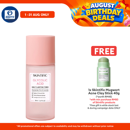 Skintific Glycolic Acid Daily Clarifying Toner 80ml | Daily Exfoliating Brighten Skin With Niacinamide Skintific
