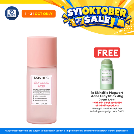 Skintific Glycolic Acid Daily Clarifying Toner 80ml | Daily Exfoliating Brighten Skin With Niacinamide