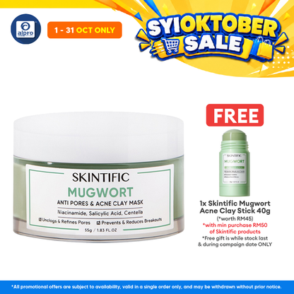 Skintific Mugwort Anti Pores & Acne Clay Mask 55g | Relieve Acne, Moisturizing, Oil Control