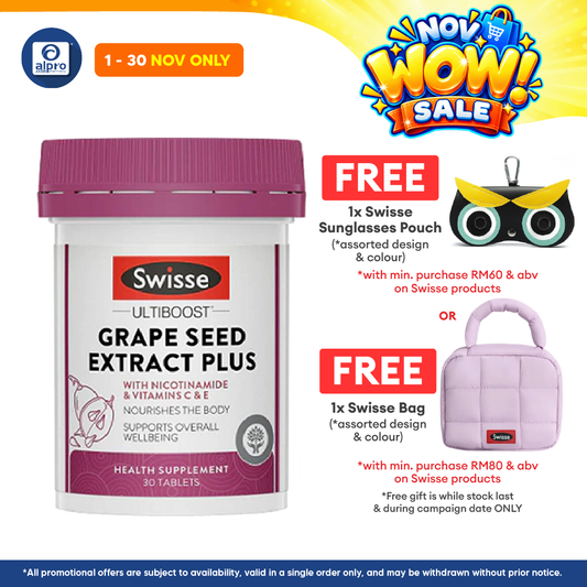 Swisse Ultiboost Grape Seed Plus 30s | Support Collagen Formation, Skin Health And Antioxidant Activity