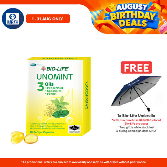 Bio-life Unomint 10x10s | Relief Of Feeling Of Fullness, Flatulence, Mild Stomach Discomfort And Indigestion. Bio-life