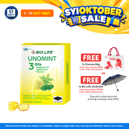 Bio-life Unomint 10x10s | Relief Of Feeling Of Fullness, Flatulence, Mild Stomach Discomfort And Indigestion.