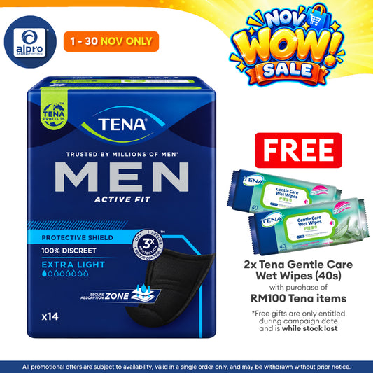 TENA Men Active Fit Protective Shield 14 Pack | protection for smaller male bladder leaks