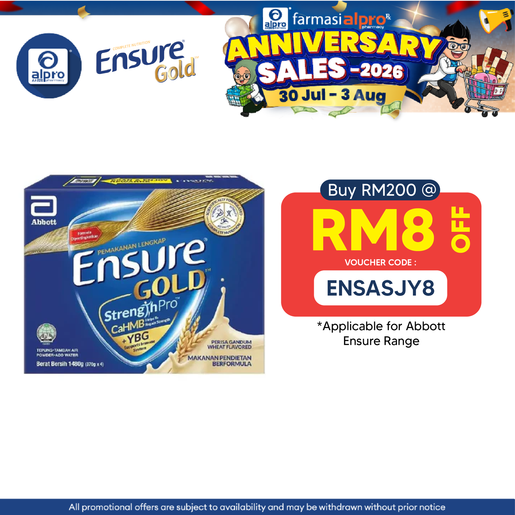 Abbott Ensure Gold Wheat YBG (Yeast Beta Glucan) 1.48kg | Complete And Balanced Nutrition Ensure
