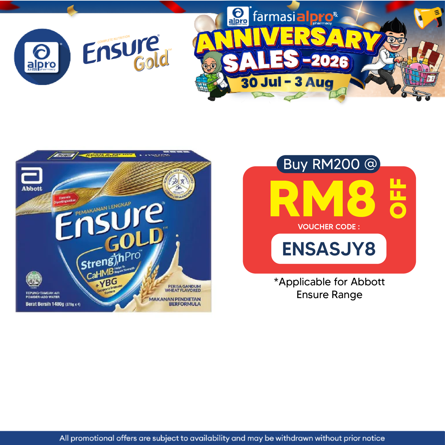 Abbott Ensure Gold Wheat YBG (Yeast Beta Glucan) 1.48kg | Complete And Balanced Nutrition Ensure