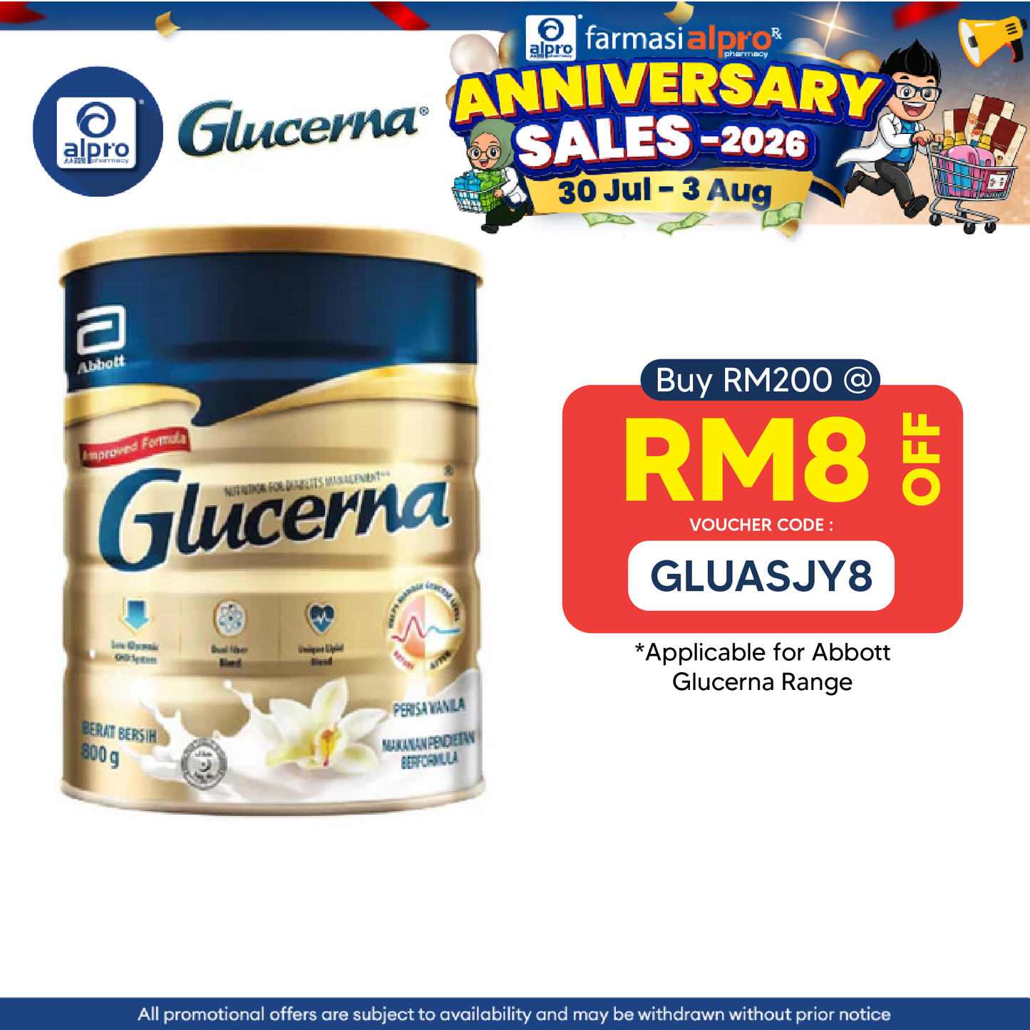 Abbott Glucerna Gold Vanilla 800g | Diabetes Formula Glucerna