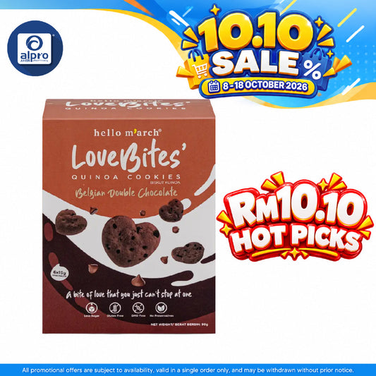 Hello M'arch Quinoa Cookies Double Dark Chocolate 6 X 15gm | Tickle Your Taste Bud