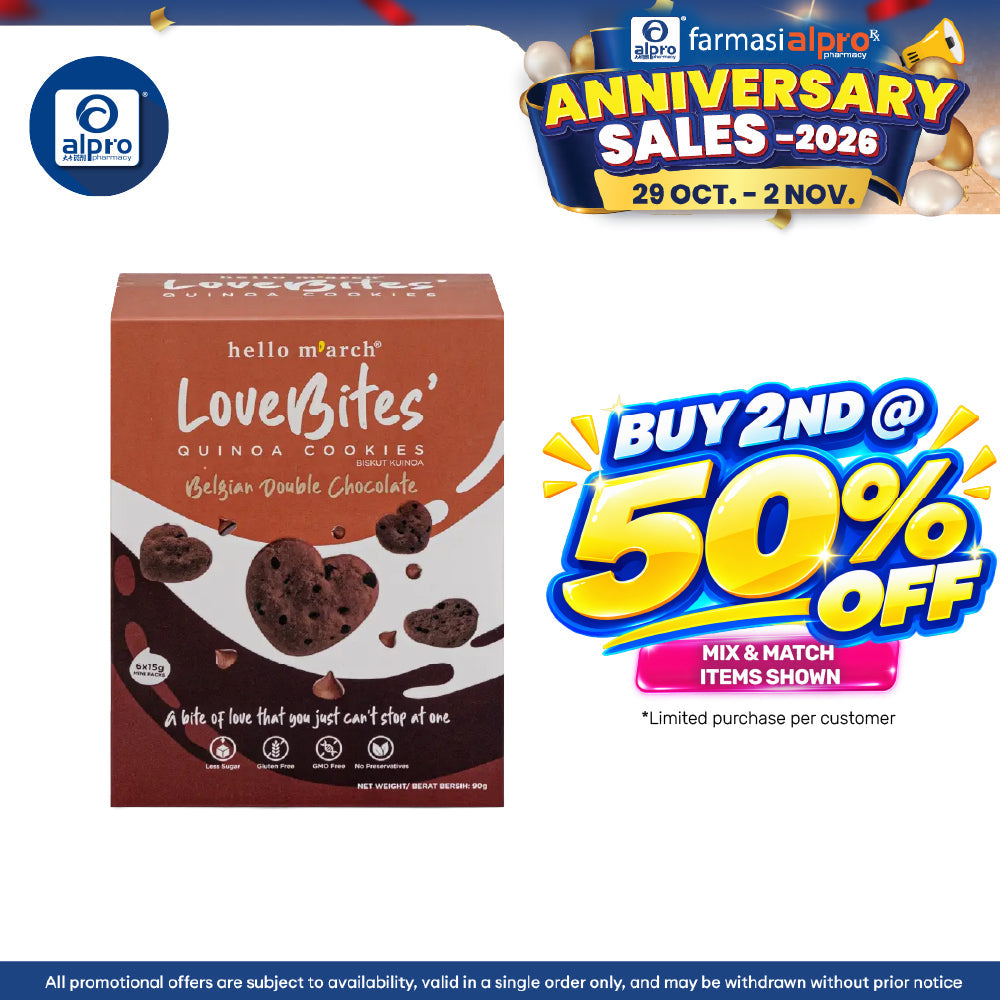 Hello M'arch Quinoa Cookies Double Dark Chocolate 6 X 15gm | Tickle Your Taste Bud