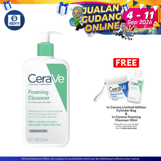 Cerave Foaming Cleanser 236ml | Cleanses And Remove Excess Sebum Cerave