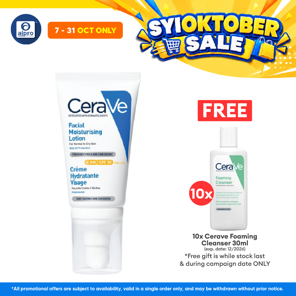 Cerave AM Facial Moisturizer Lotion 52ml | Moisturizes And Protects The Skin UV