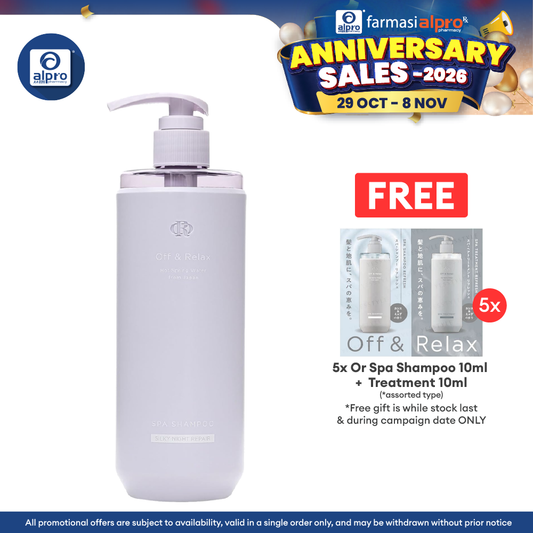Off & Relax Spa Shampoo Silky Night Repair Violet Musk Scent 460ml | Smooth & Moisturize