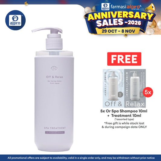 Off & Relax Spa Treatment Silky Night Repair Violet Musk Scent 460ml | Smooth and Moisturize