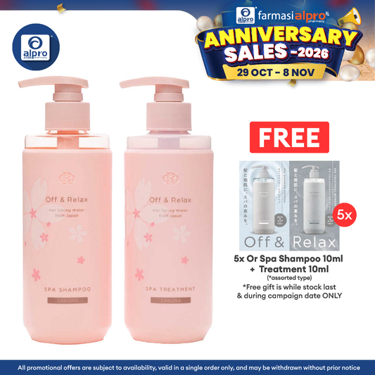 Off & Relax Sakura Limited Set Spa Shampoo 260ml + Hair Treatment 260ml | Moisturizes the Hair