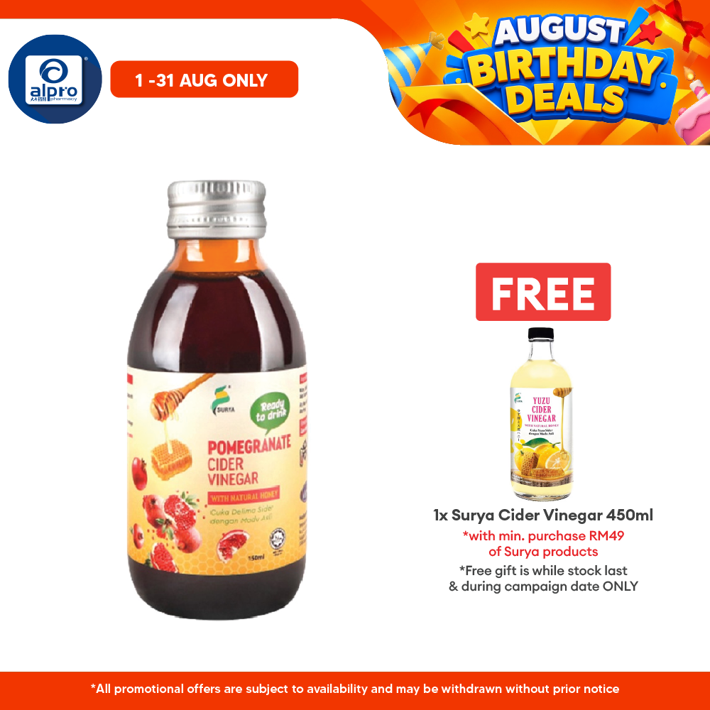 Surya Ready To Drink Pomegranate Cider Vinegar With Natural Honey 150ml | Enriched With Natural Goodness Surya