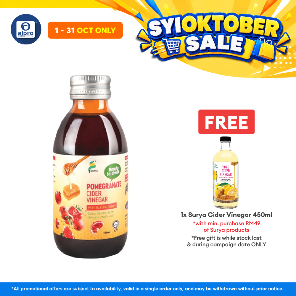 Surya Ready To Drink Pomegranate Cider Vinegar With Natural Honey 150ml | Enriched With Natural Goodness