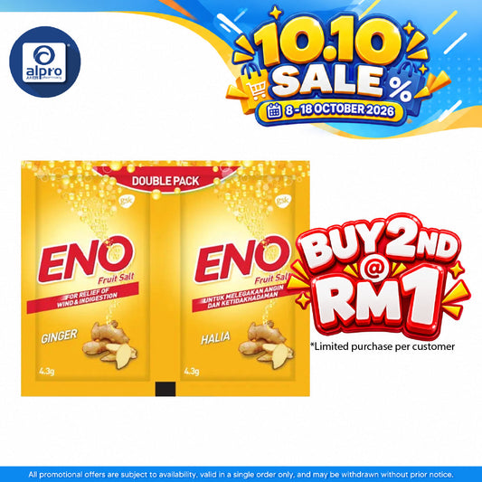 Eno Fruit Salt 2s x 4.3gm (Ginger/ Lemon/ Regular) | Relieves Discomfort