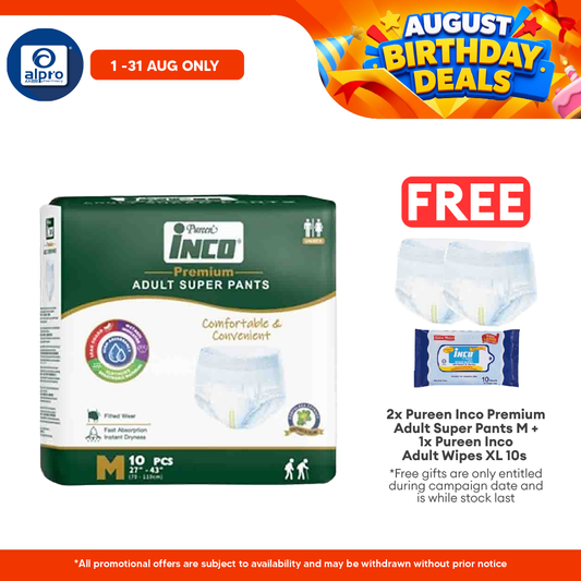 Pureen Inco Premium Adult Super Pants | Size: M (10 Pcs/pack) Pureen