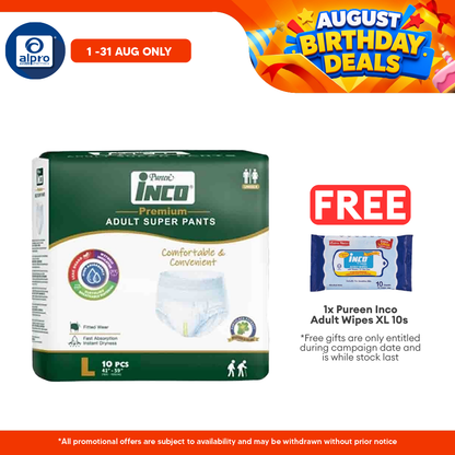 Pureen Inco Premium Adult Super Pants | Size L (10 Pcs/pack) Pureen