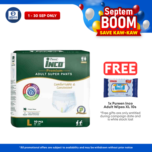 Pureen Inco Premium Adult Super Pants | Size L (10 Pcs/pack) Pureen