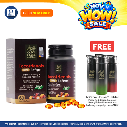 Olive House Tocotrienols Softgel 70mg 60s | Reducing Symptoms of Fatty Liver Disease